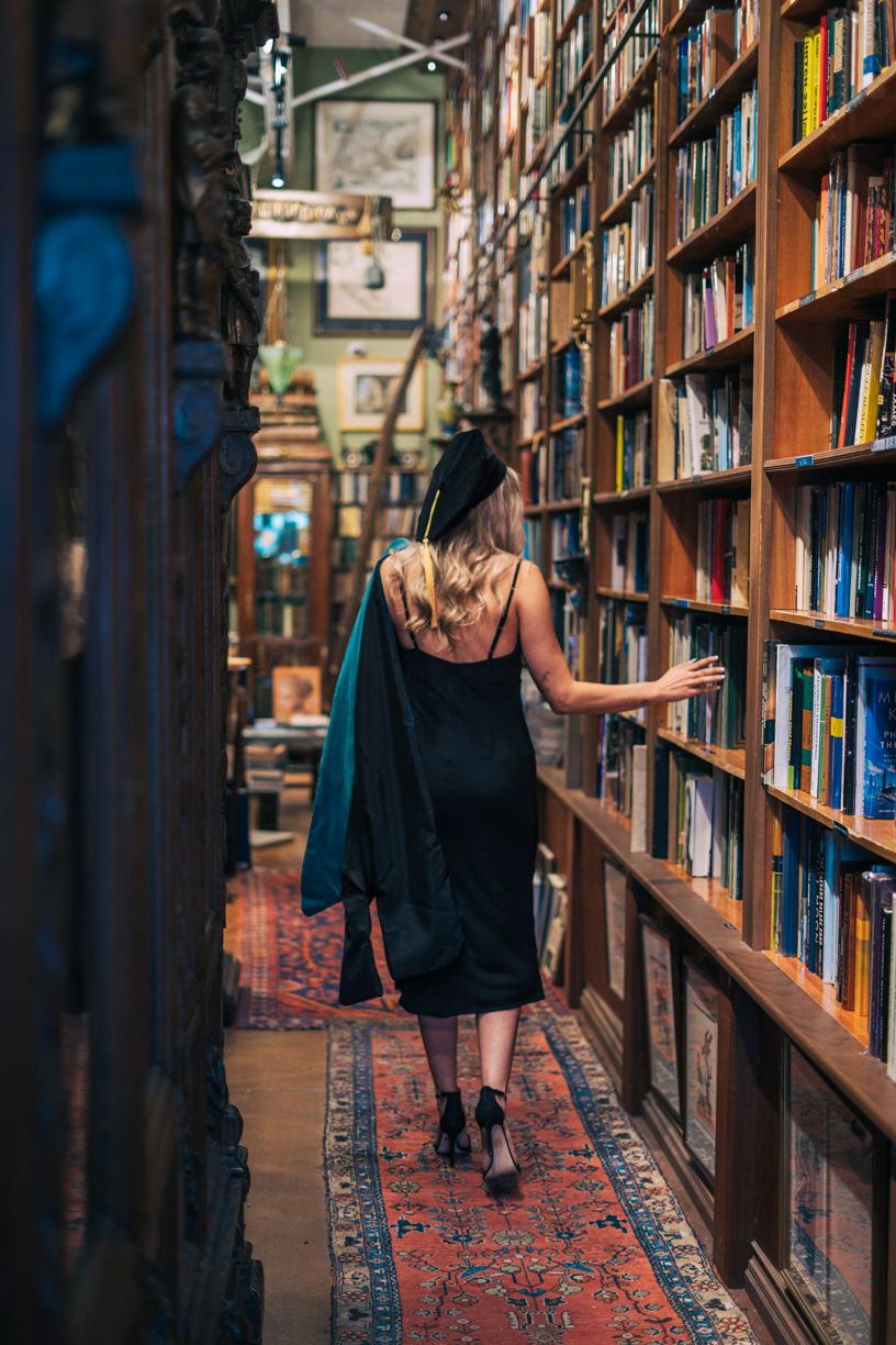 Graduation photos in bookstore in fort lauderdale