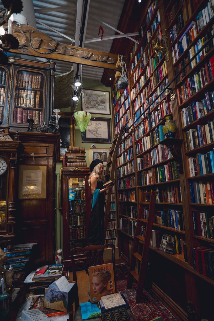 Graduation photos in bookstore in fort lauderdale